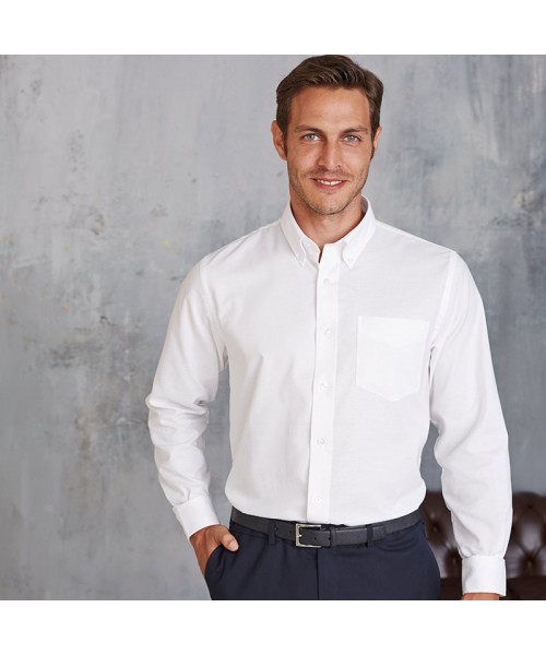 Plain Long sleeve easycare Oxford shirt Kariban White 130gsm, Colours 135gsm